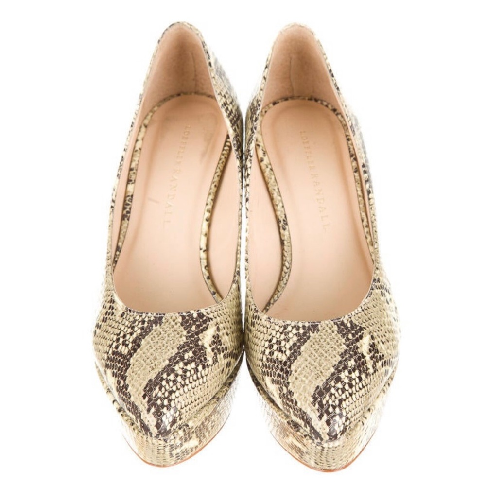 Loeffler Randall Closed Toe Python Platform Wedge - image 3
